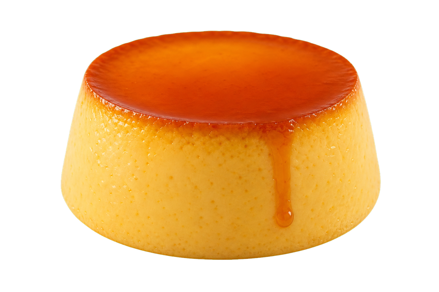 Flan de huevo casero cubierto de caramelo