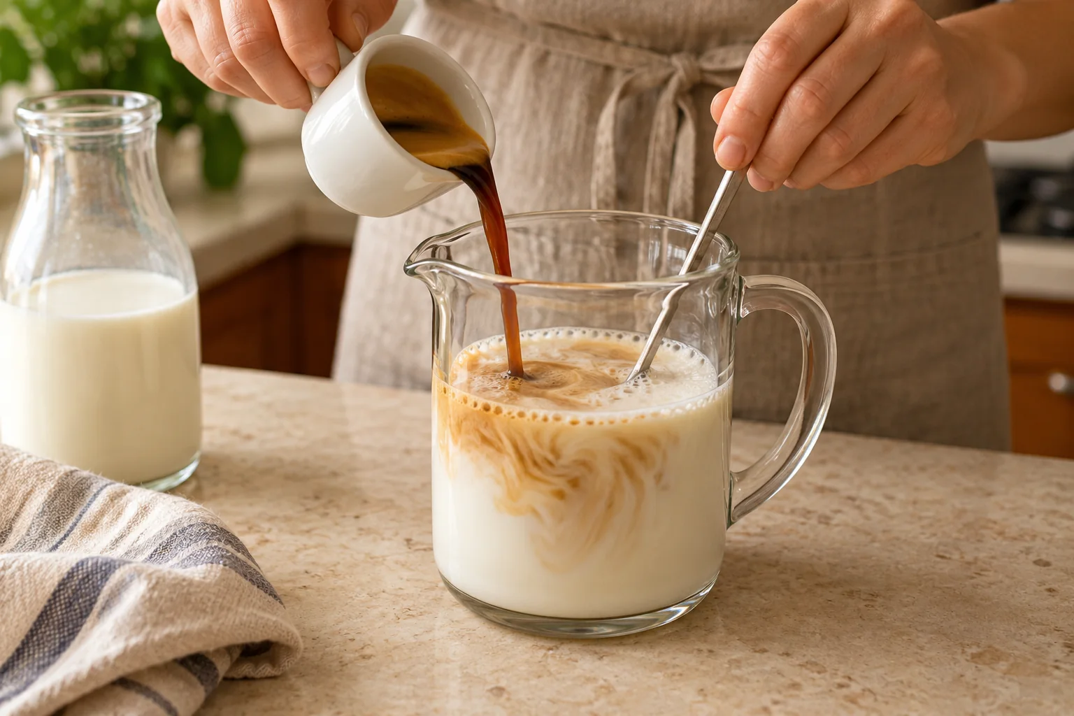 Mezcla leche y café — Flan de café