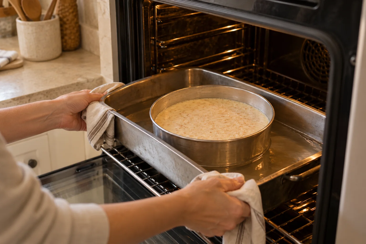 Hornea al baño María — Flan de coco