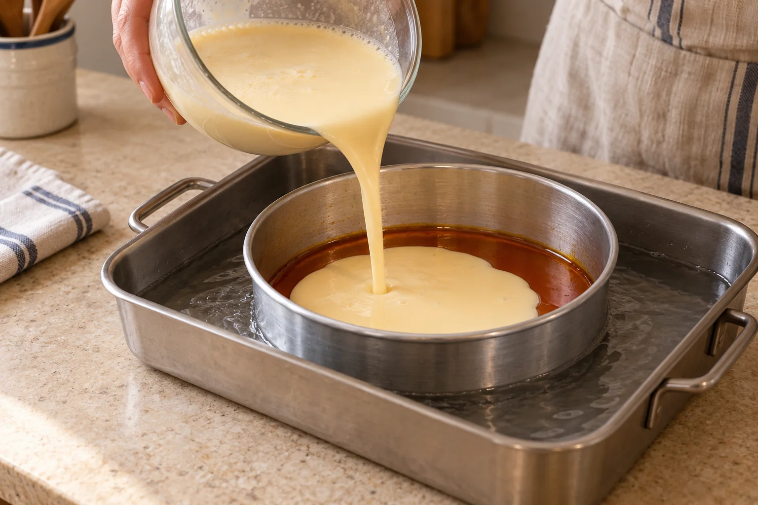 Llena el molde — Flan de huevo tradicional