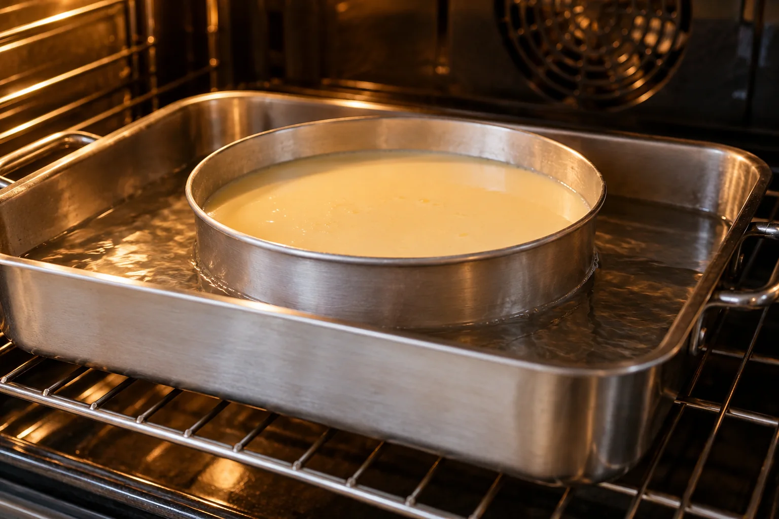 Hornea al baño María — Flan de leche condensada
