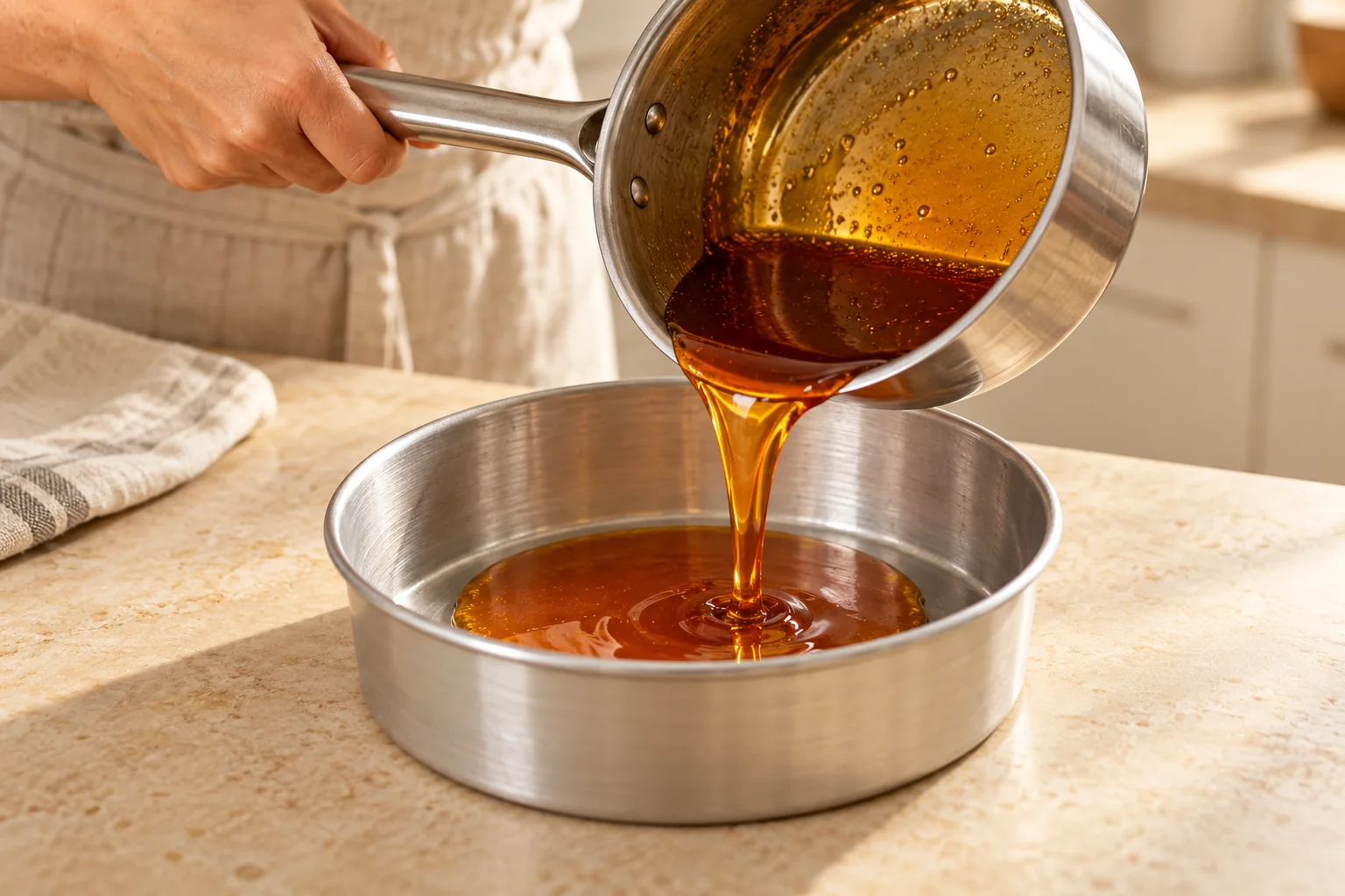 Prepara el caramelo — Flan de naranja casero fácil