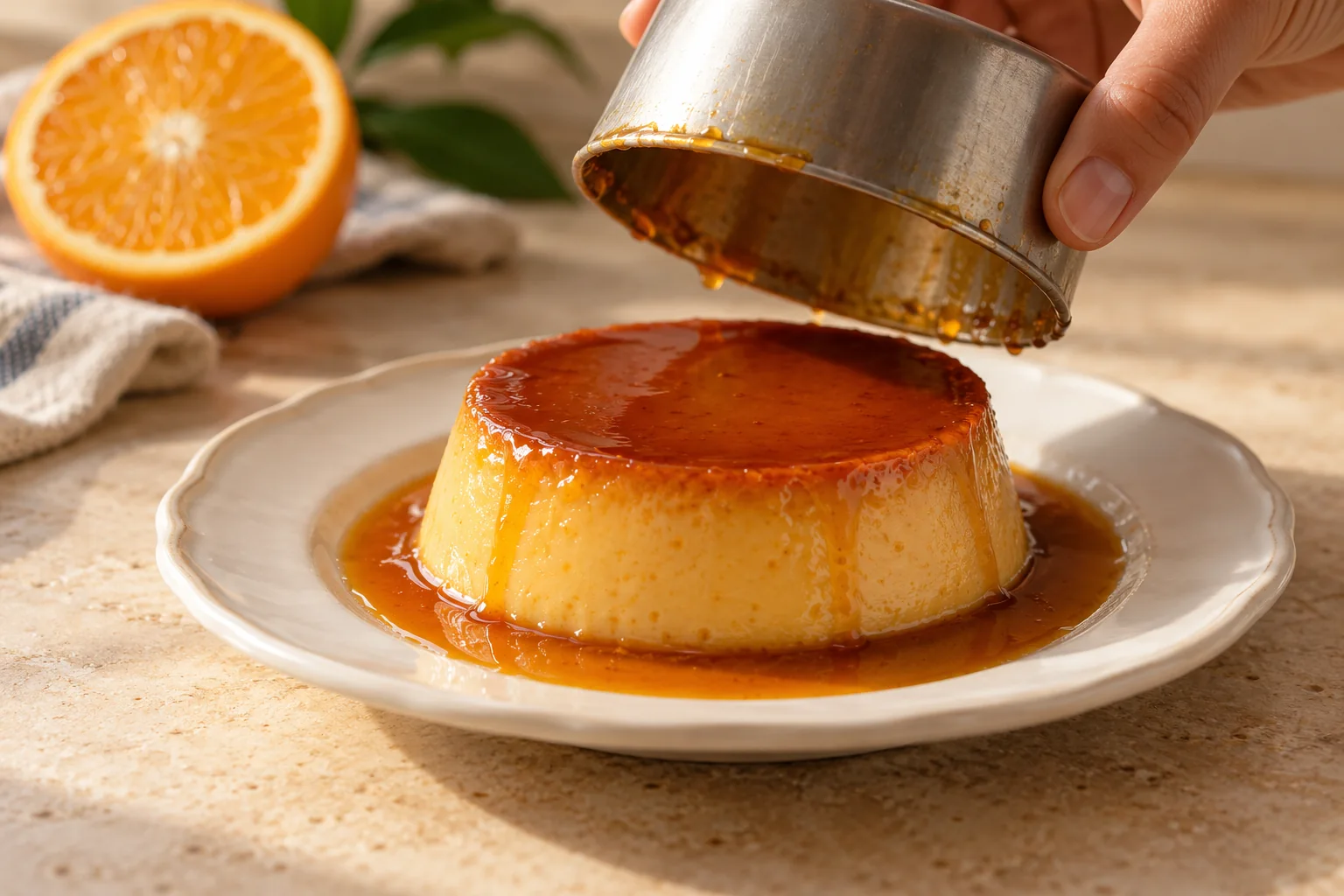 Enfría y desmolda — Flan de naranja casero fácil