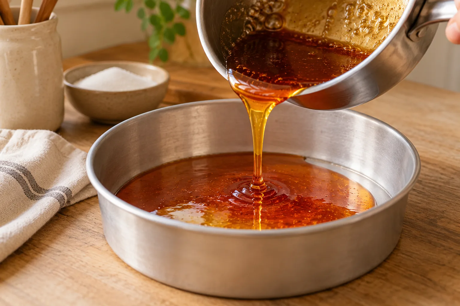 Prepara el caramelo — Flan de pistacho casero