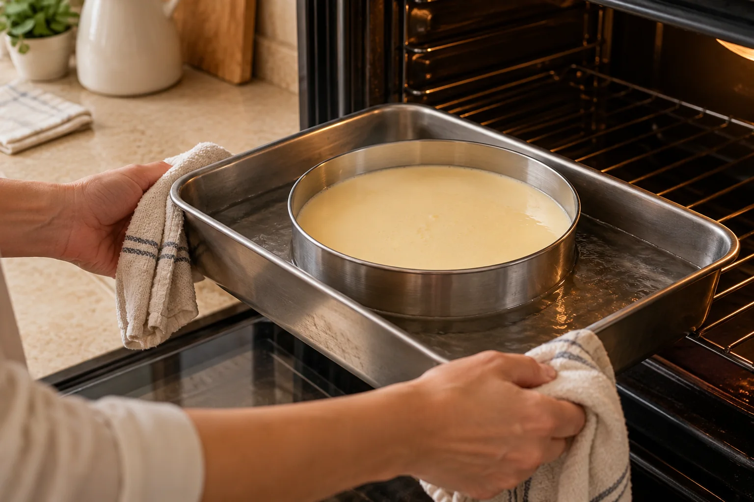 Cuece al baño María — Flan de queso
