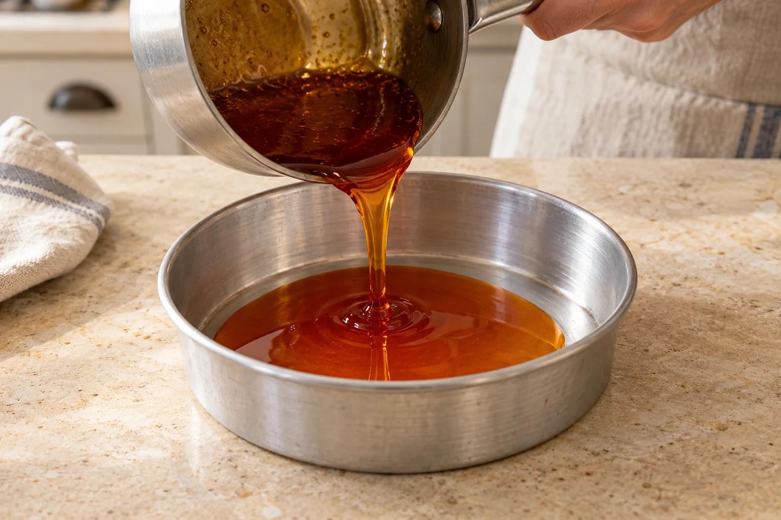 Prepara el caramelo — Flan de turrón de Jijona
