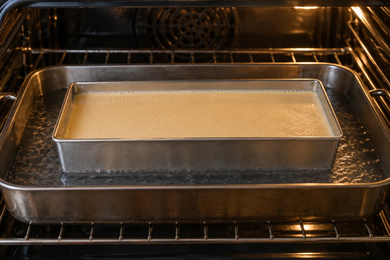 Hornea al baño María — Flan de turrón de Jijona