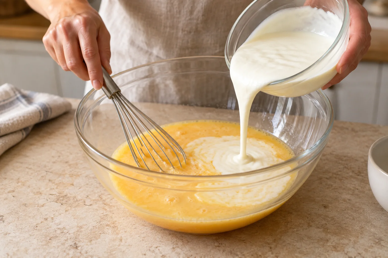 Integra huevos y azúcar — Flan de yogur griego