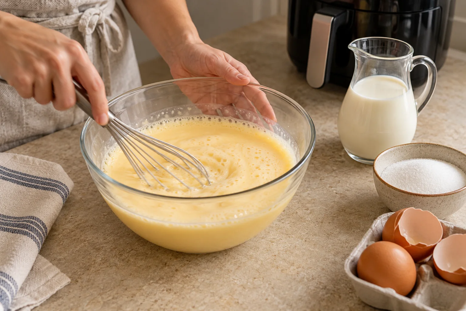 Mezcla los ingredientes — Flan en air fryer