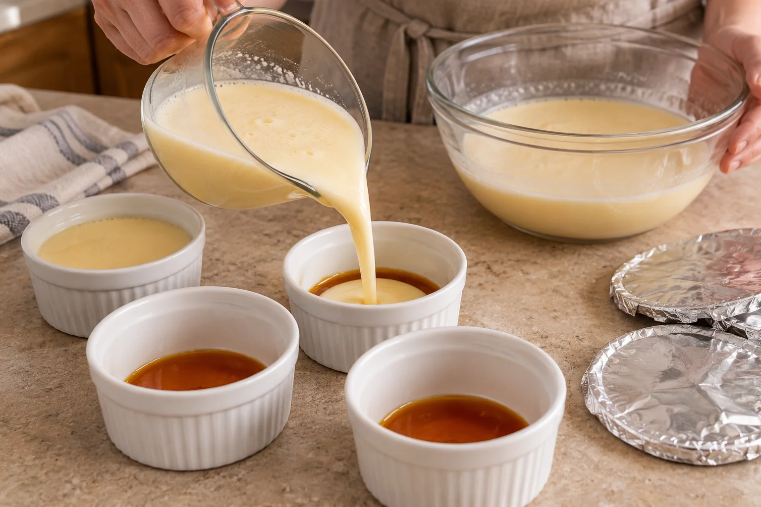 Reparte en moldes — Flan en air fryer