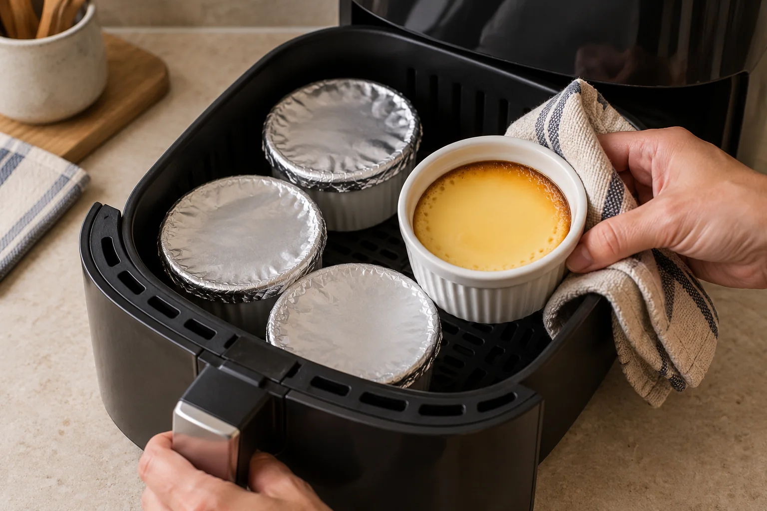Cuece y comprueba — Flan en air fryer