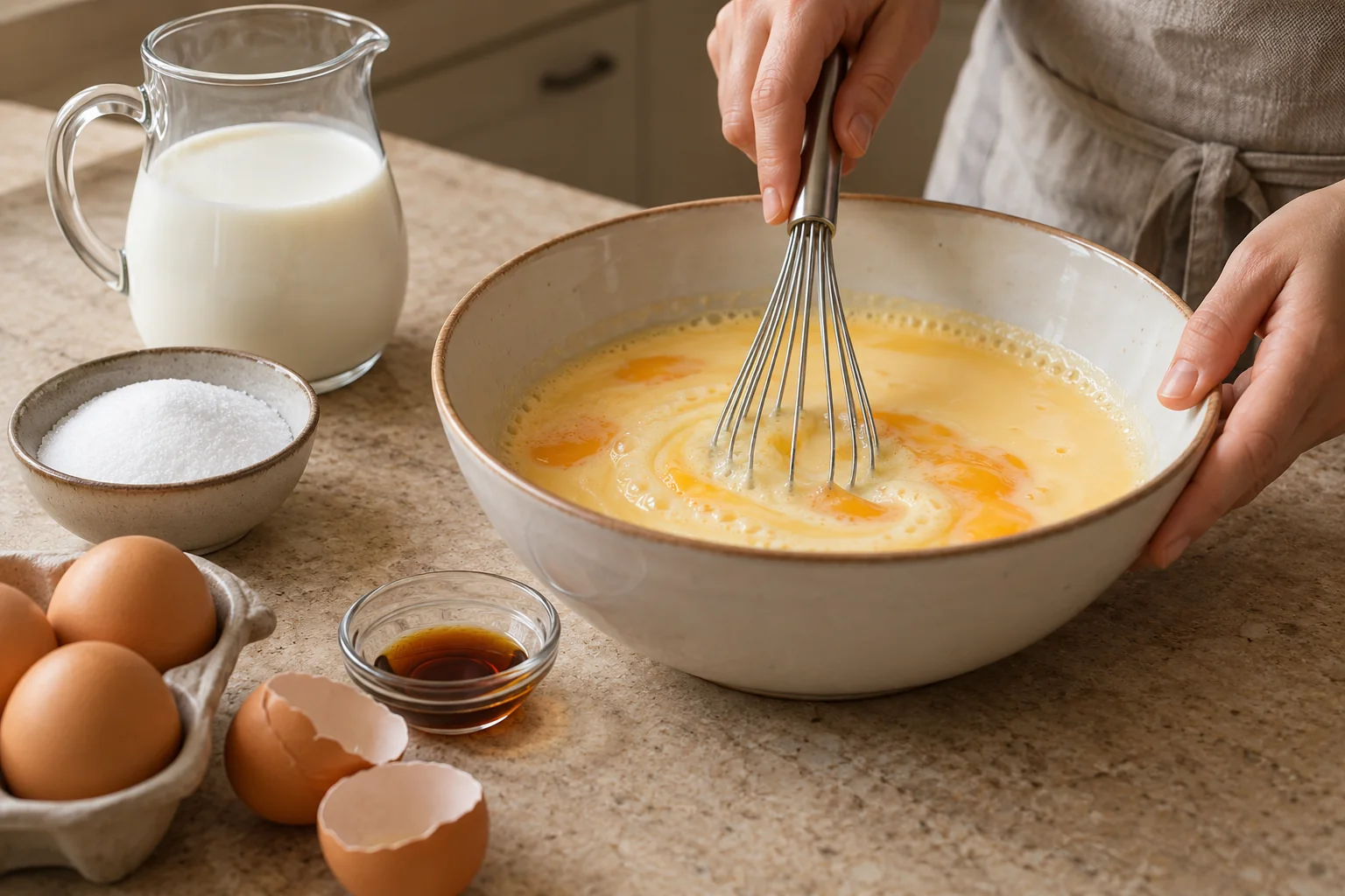 Mezcla sin formar espuma — Flan sin azúcar