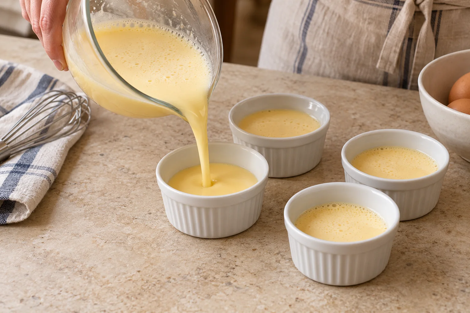 Reparte en los moldes — Flan sin azúcar