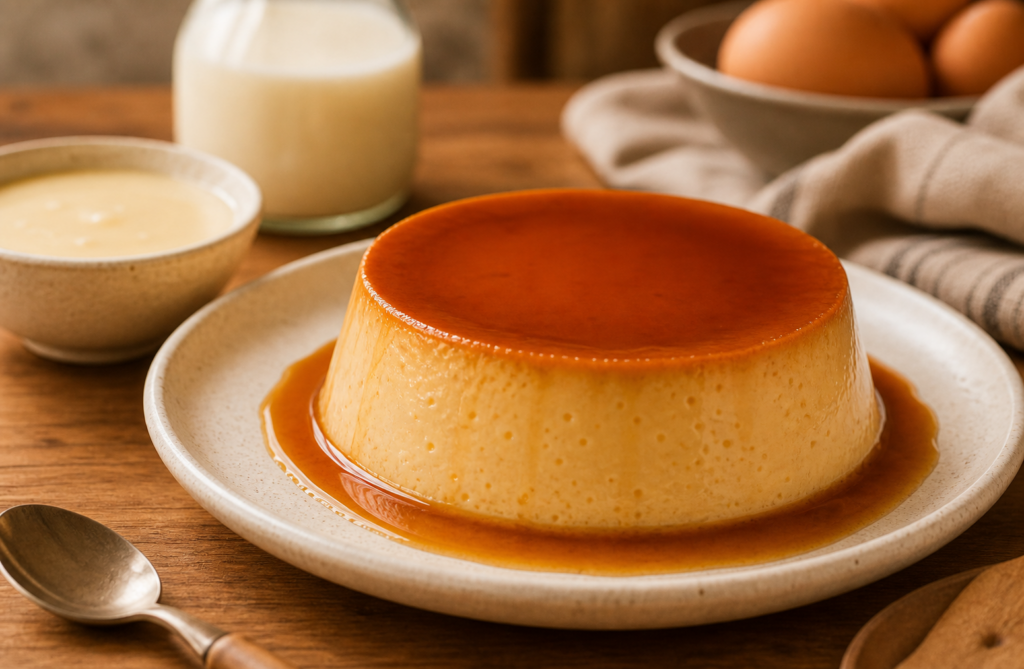 Flan de leche condensada dulce y cremoso