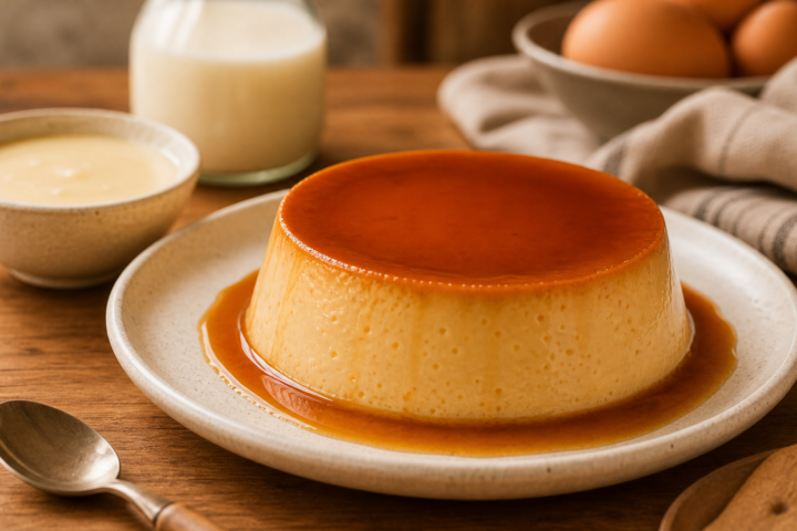 Flan de leche condensada dulce y cremoso