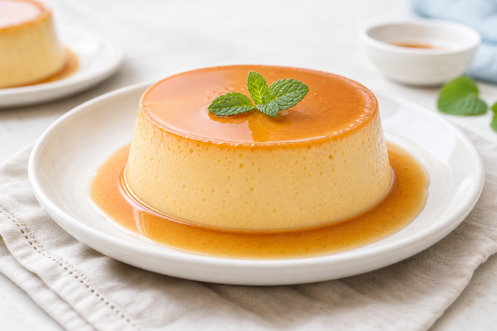 Flan sin azúcar ligero con caramelo suave